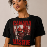 Black Canada massive female crop top