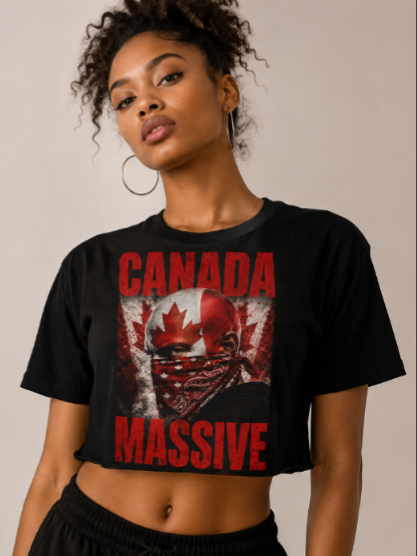 Black Canada massive female crop top